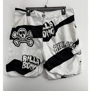 Vtg Billabong Board Shorts Mens 36 10" Bad Billy Skull Swim Trunks Y2K 90s
